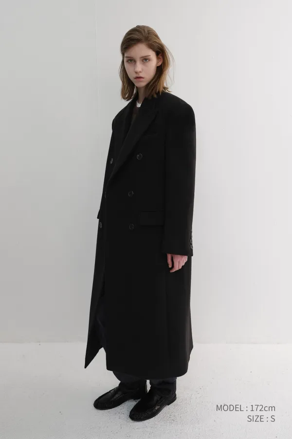[LIMITED OFFER] UNISEX TAILORED DOUBLE-BREASTED CASHMERE COAT BLACK_UDCO6D125BK