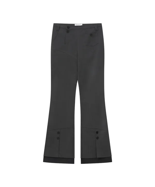 [레이 PICK] Side fly layered bootscut pants CHARCOAL