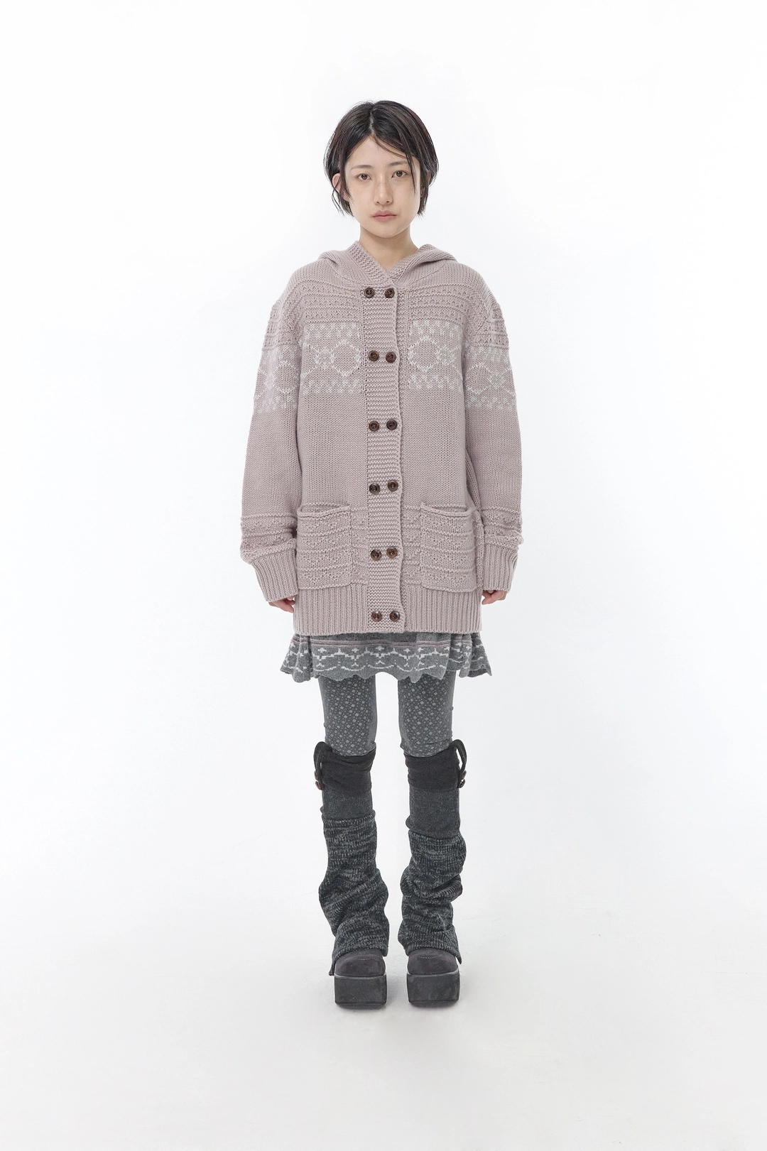 허그유어스킨 Nordic knit lap skirts (Charcoal) 상품 이미지 2