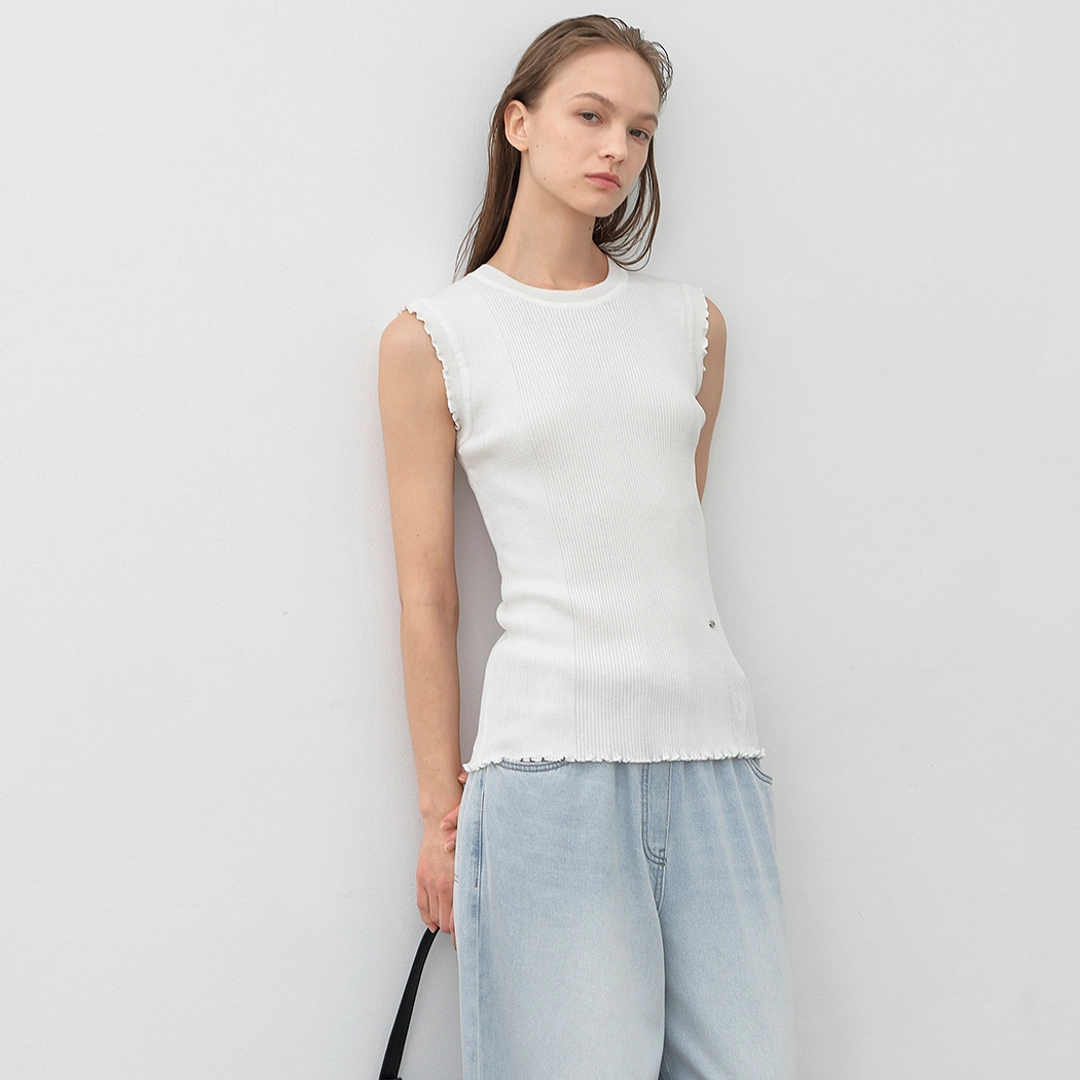 아뜰리에 나인 (T-7057)LAPPY FRILL SLEEVELESS KNIT 상품 이미지 1