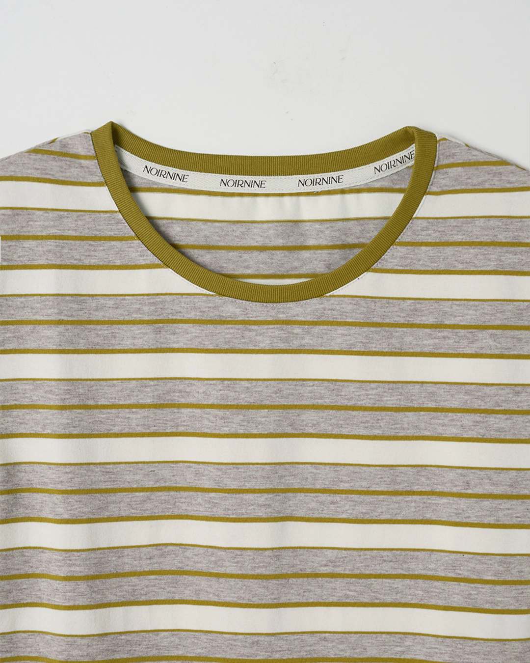 누아르나인 Curved Line Stripe T-Shirt [OLIVE] 상품 이미지 2