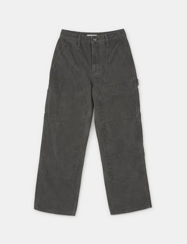Patch Washed Denim Pants (Gray)