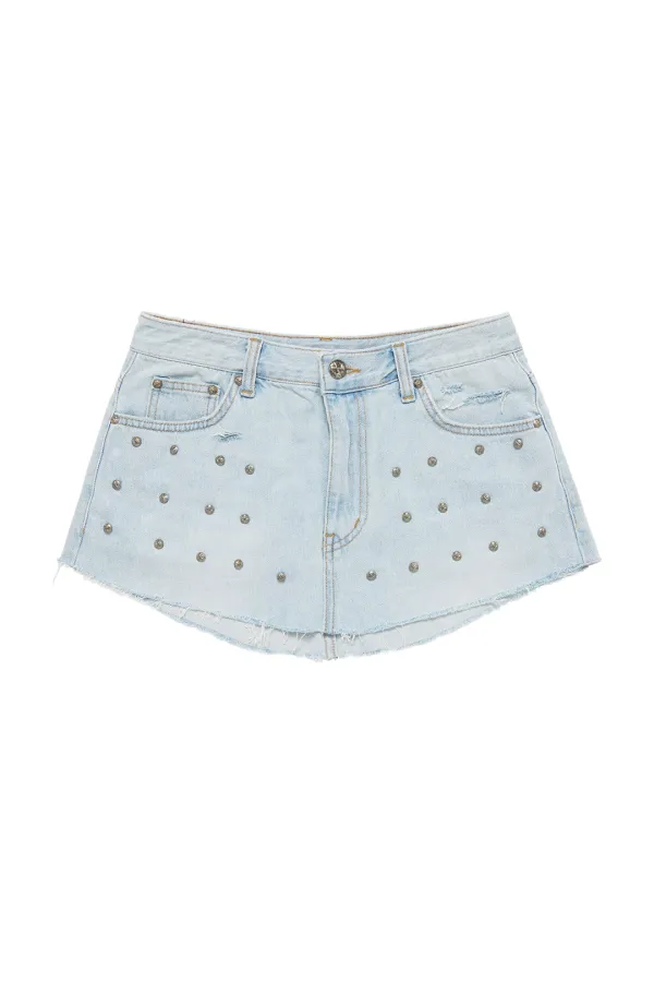(REMIX) RED HEART LOGO DENIM SHORTS SKIRT