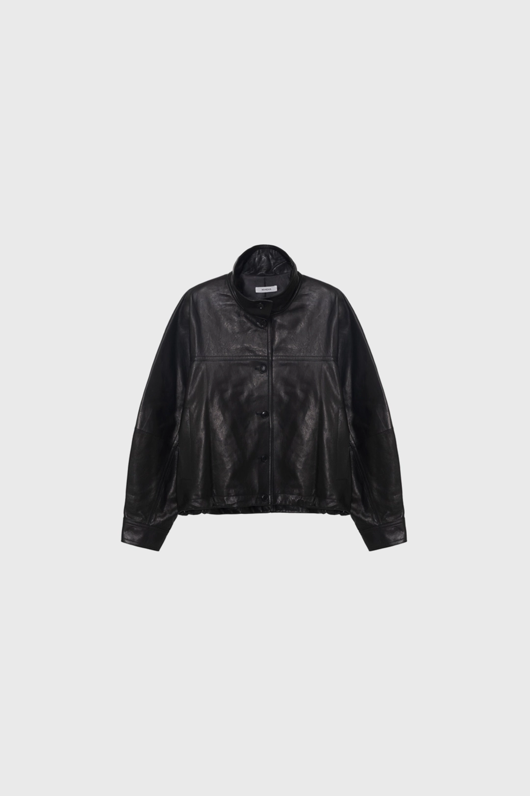 Lambskin high neck button jacket