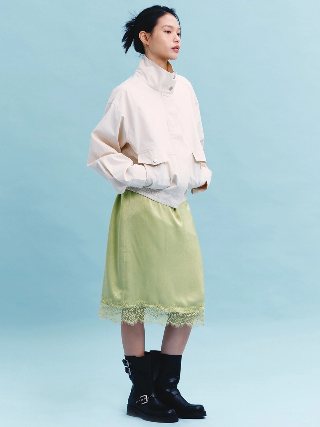 마가린핑거스 LACE JACQUARD SKIRT (OLIVE) 상품 이미지 2