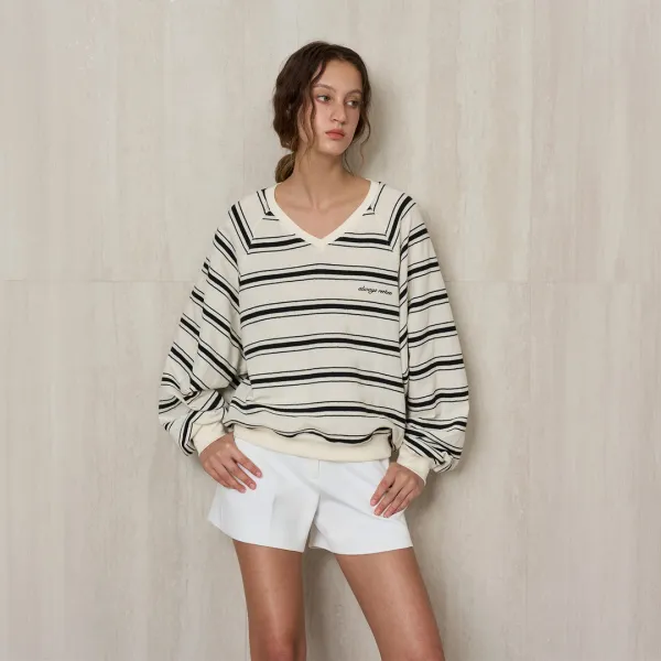STRIPED KNIT PULLOVER COOKIES AND CREAM