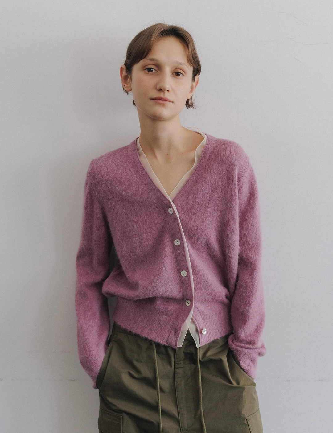 시엔느 Rosha Organza Alpaca Cardigan (Violet) 상품 이미지 1