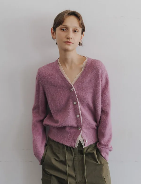 Rosha Organza Alpaca Cardigan (Violet)