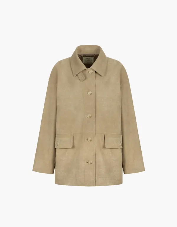suede half jacket - taupe