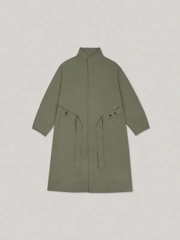 High Neck Trench Coat - Khaki하이넥 트렌치 코트