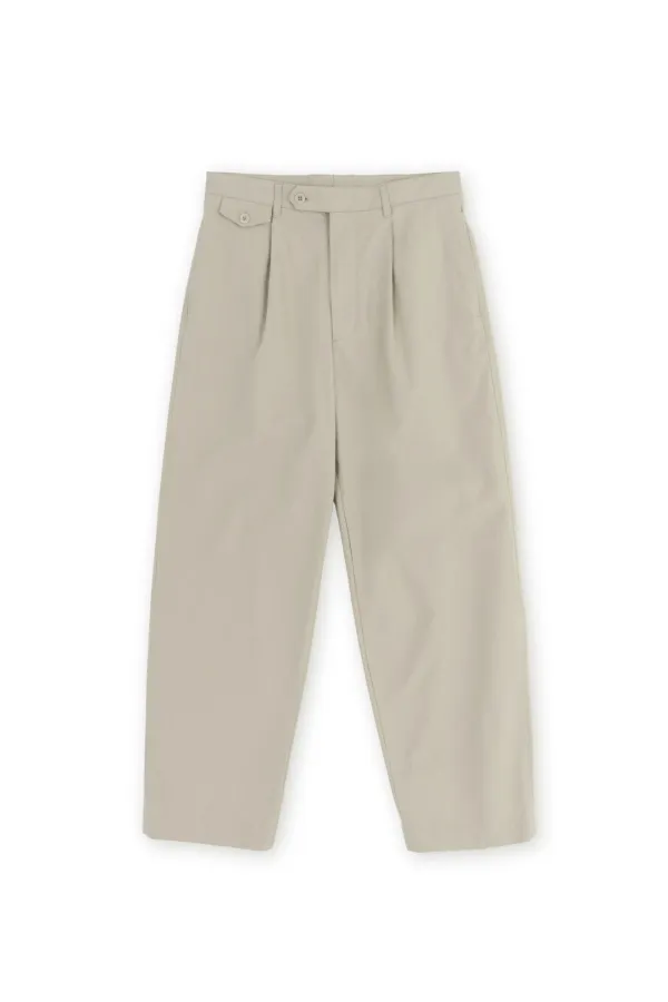 W Loose Tapered Cotton Pants, Stone