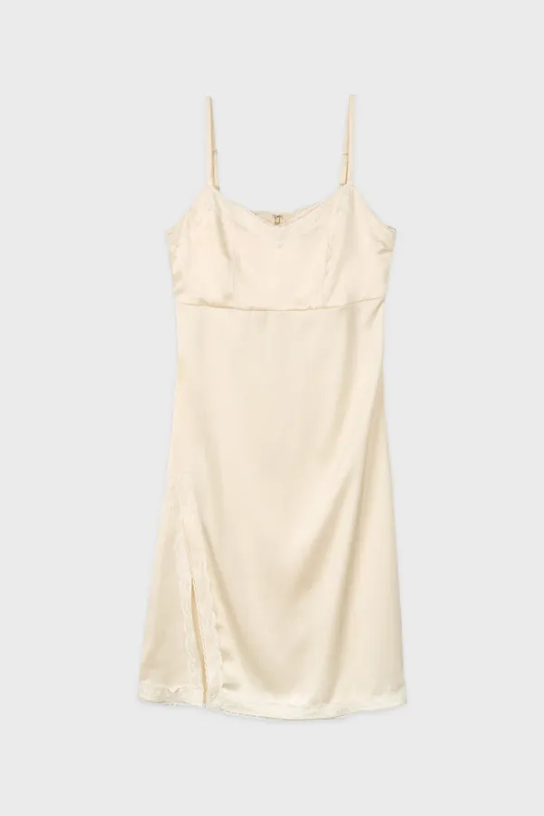 Satin Lace Ribbon Onepiece (Cream)