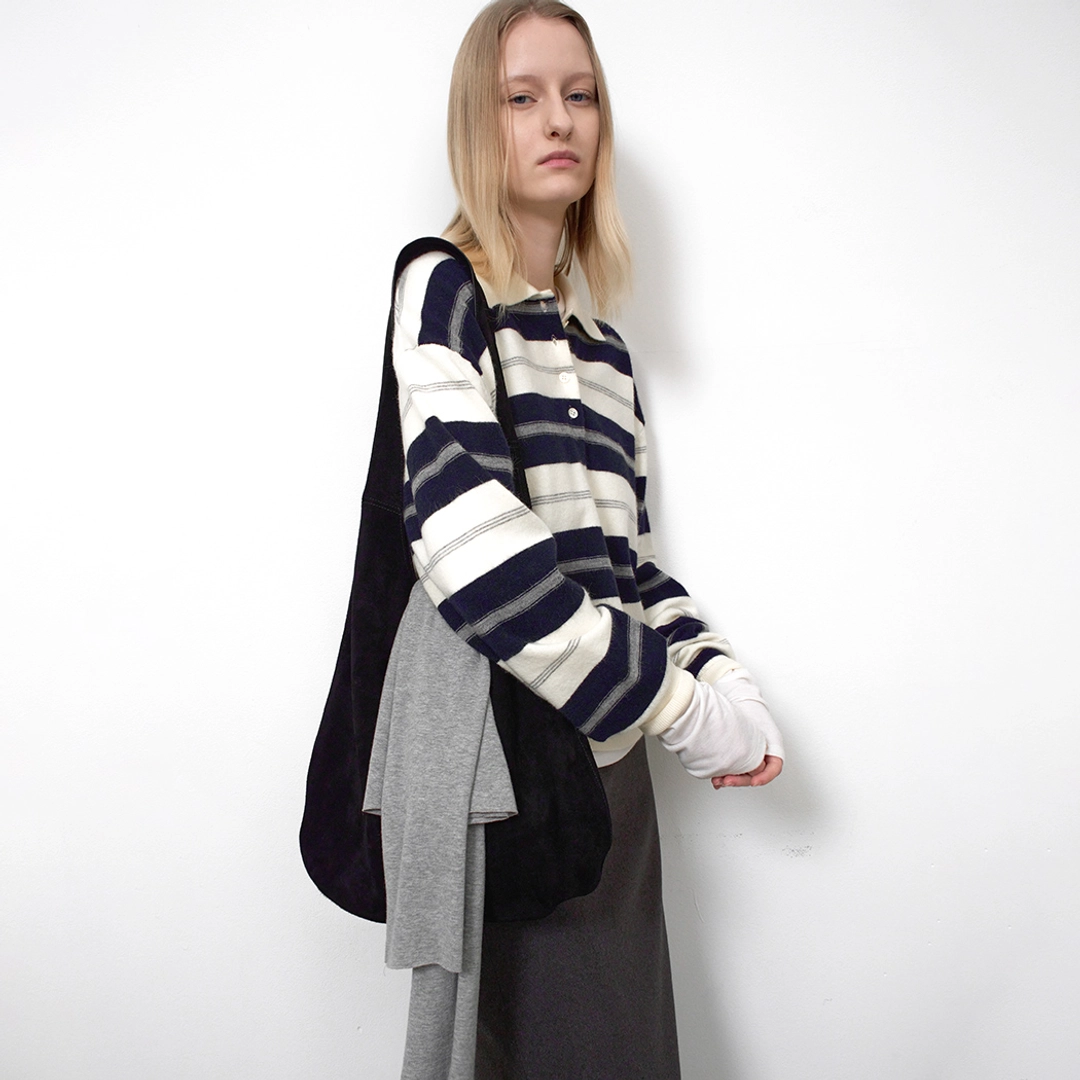 아뜰리에 나인 (T-7150)LOOSE FIT STRIPED POLO KNIT 상품 이미지 2
