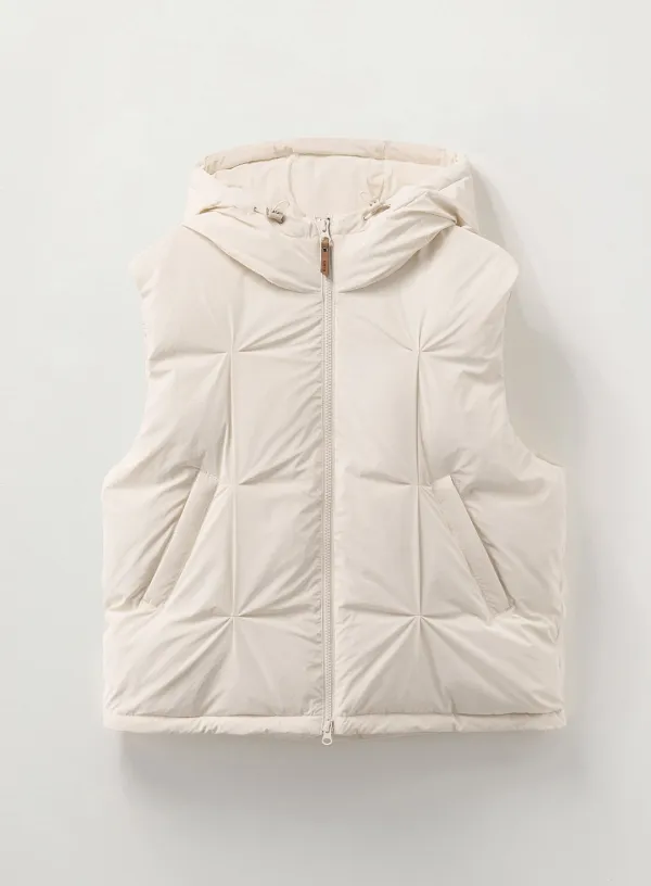 (W) Orta Hood Padding Vest - Cream