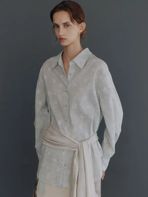 Rose Jacquard Crinkled Wrap Shirt SW6AB857-12