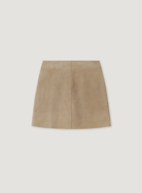 OIL SUEDE MINI SKIRT_BEIGE