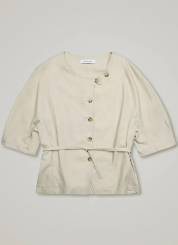 comos 835 Stitch raglan sleeve belt blouse (beige)