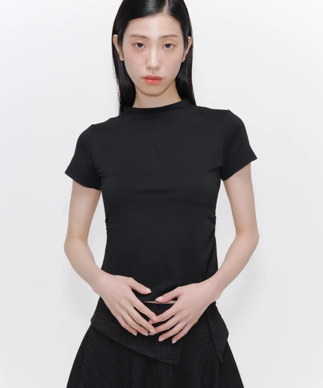 미세키서울 Mock neck pintuck sleeves BLACK 상품 이미지 2