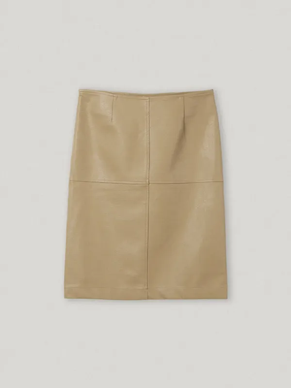 Metel Leather Skirt Beige