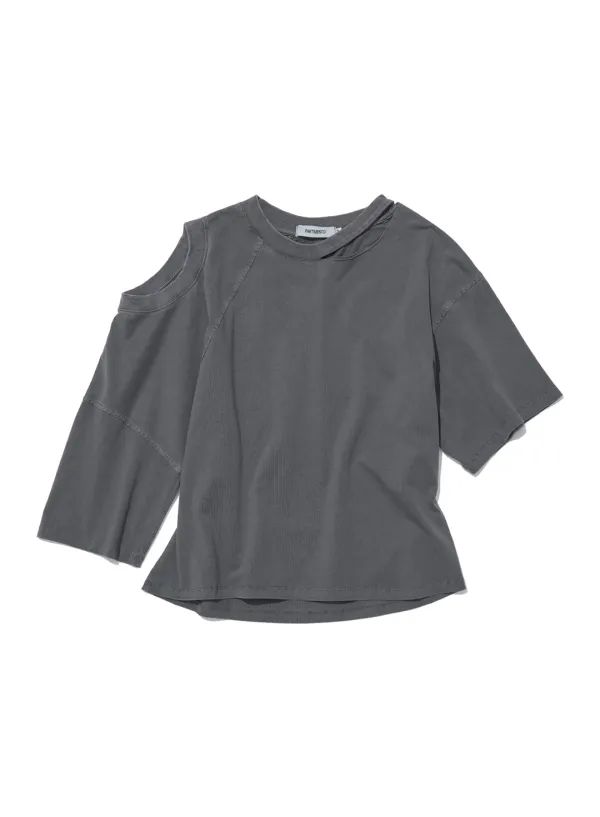 [WOMEN] 2WAY CUT-OUT DECONSTRUCTED TOP_CHARCOAL