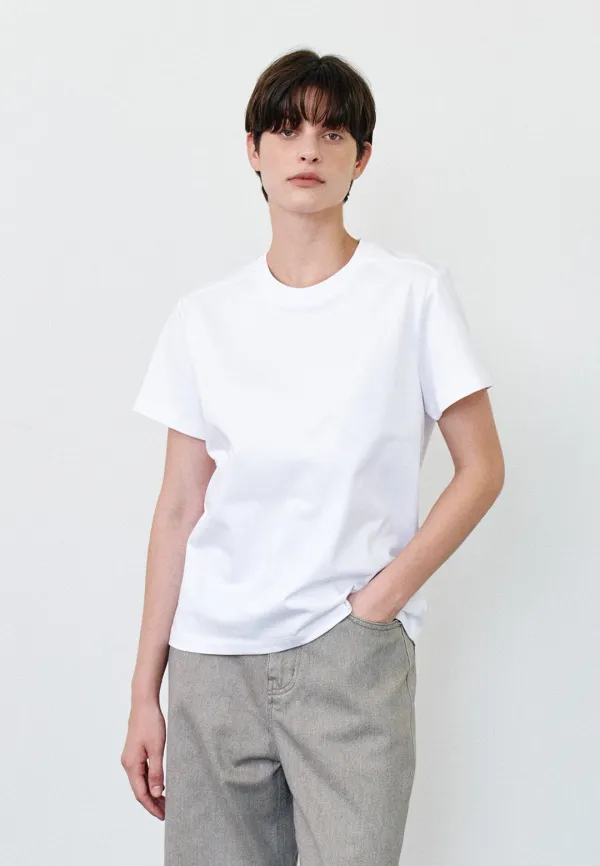 SOLID HALF T-SHIRT - WHITE