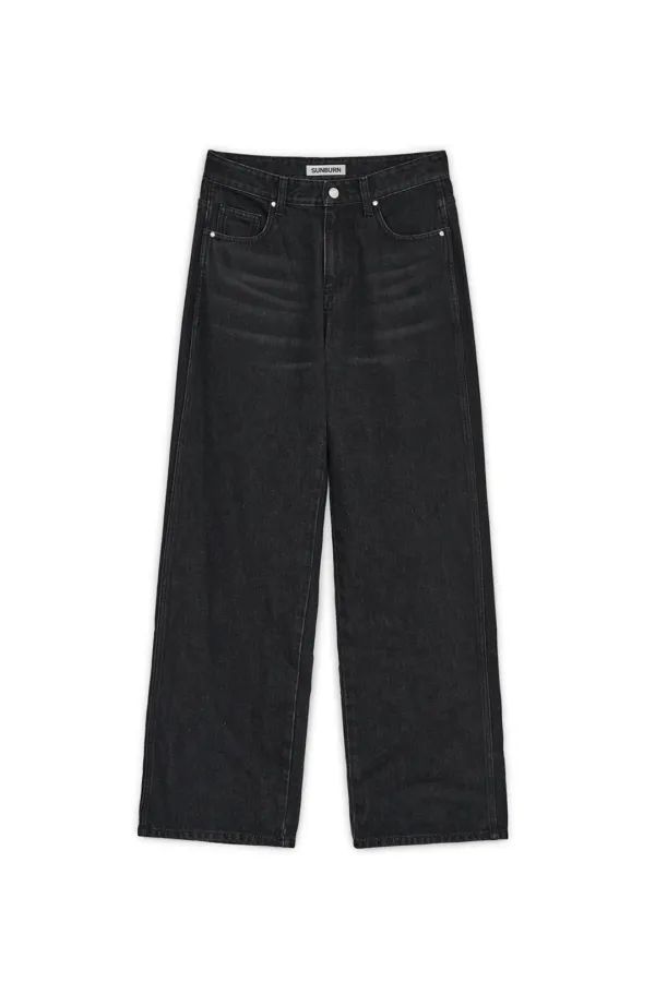 STRAIGHT DENIM PANTS, BLACK