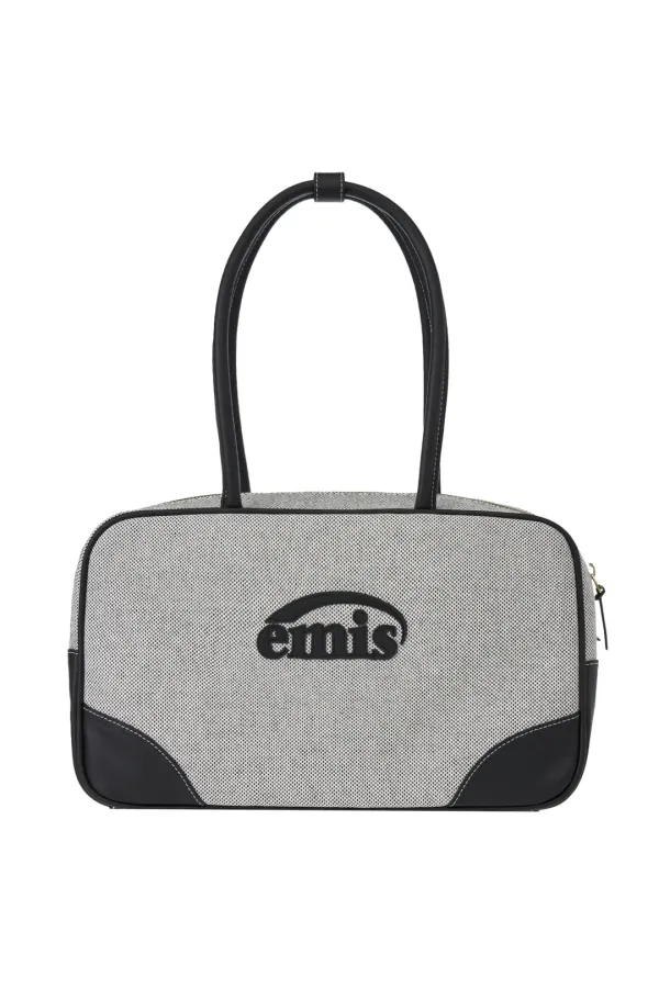 CANVAS LEATHER TOTE BAG-BLACK