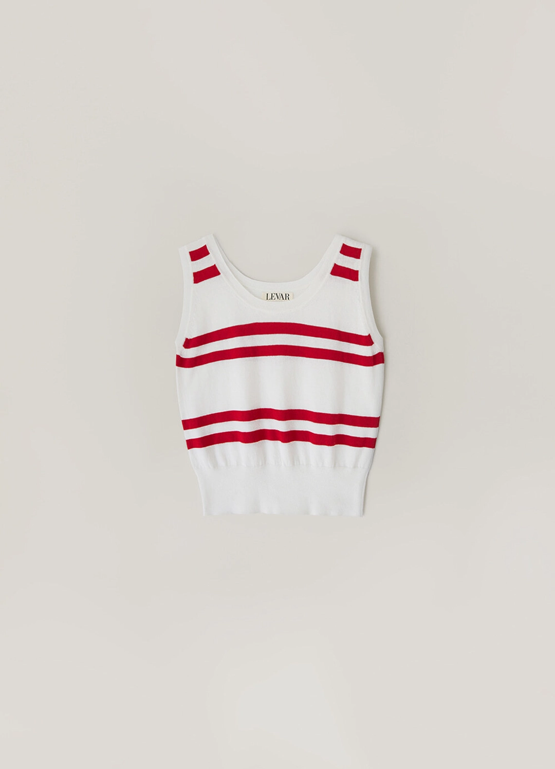 르바 Organic Cotton Stripe Knit Sleeveless - White/Red 상품 이미지 1