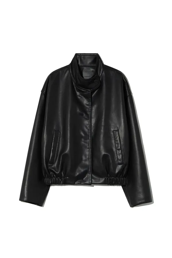 FAUX LEATHER JACKET [BLACK]