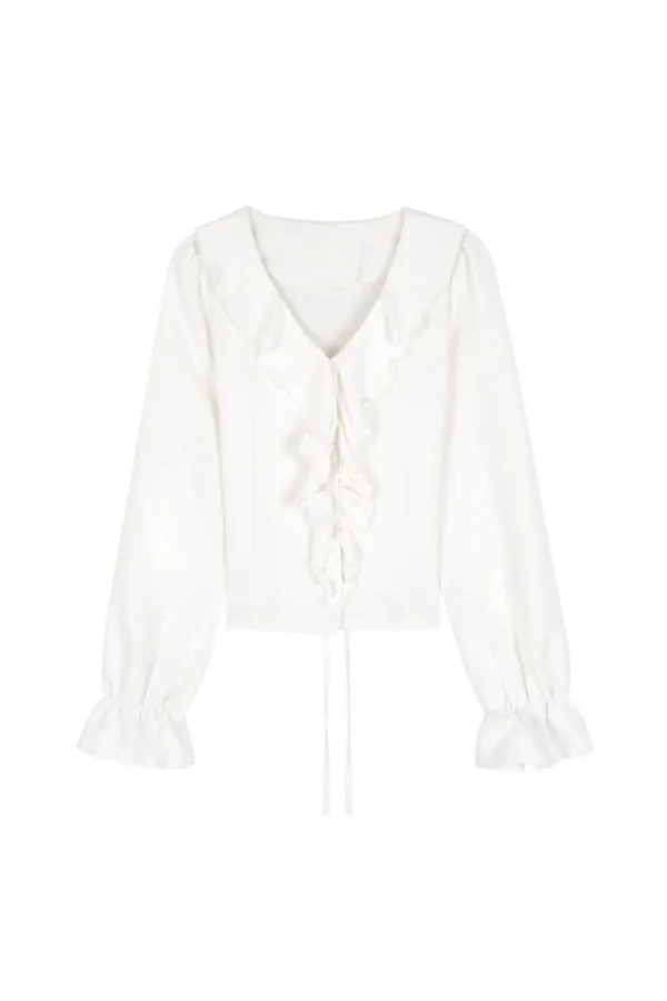 Classic Rosy Chiffon Blouse, Ivory