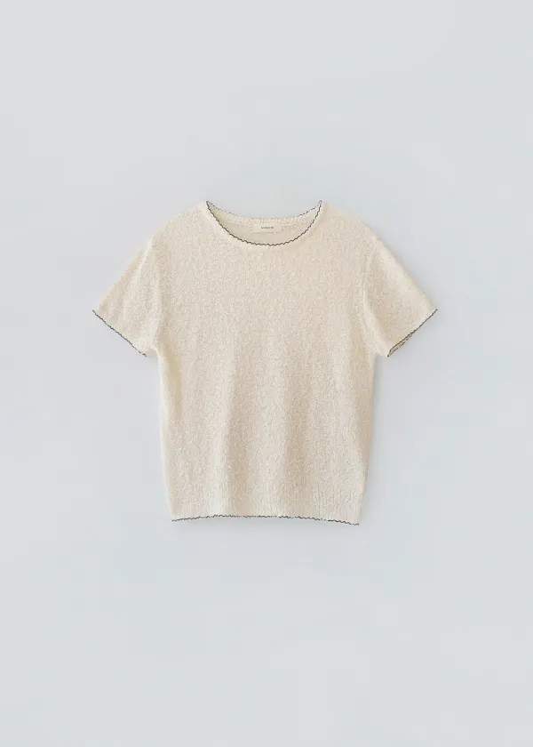 Feather half sleeve knit (ivory)
