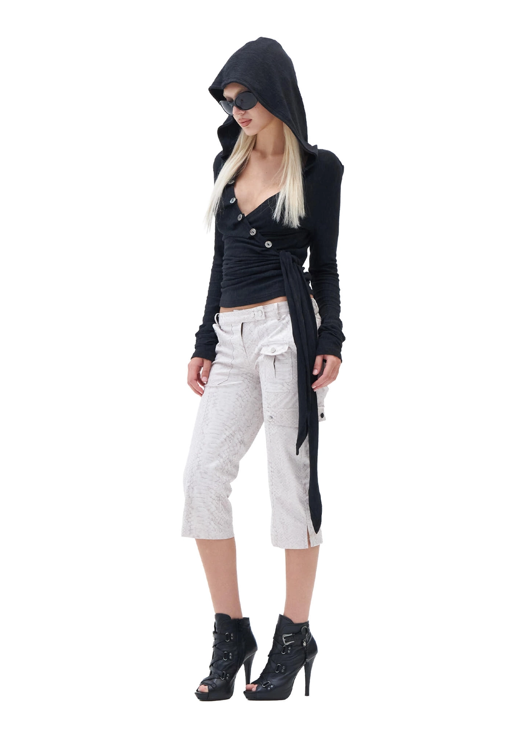 힐다 Layered Wrap Hood Top [Black] 상품 이미지 2