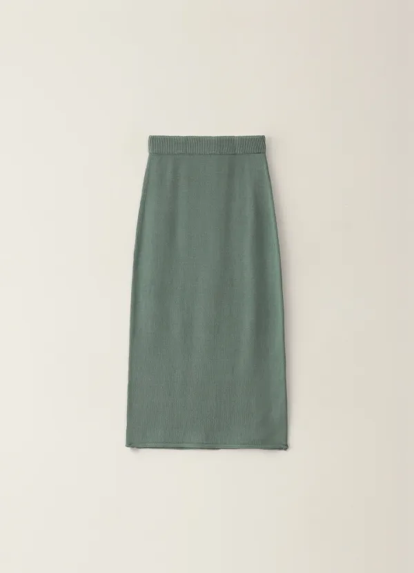 Cotton Knit Long Skirt - Mint