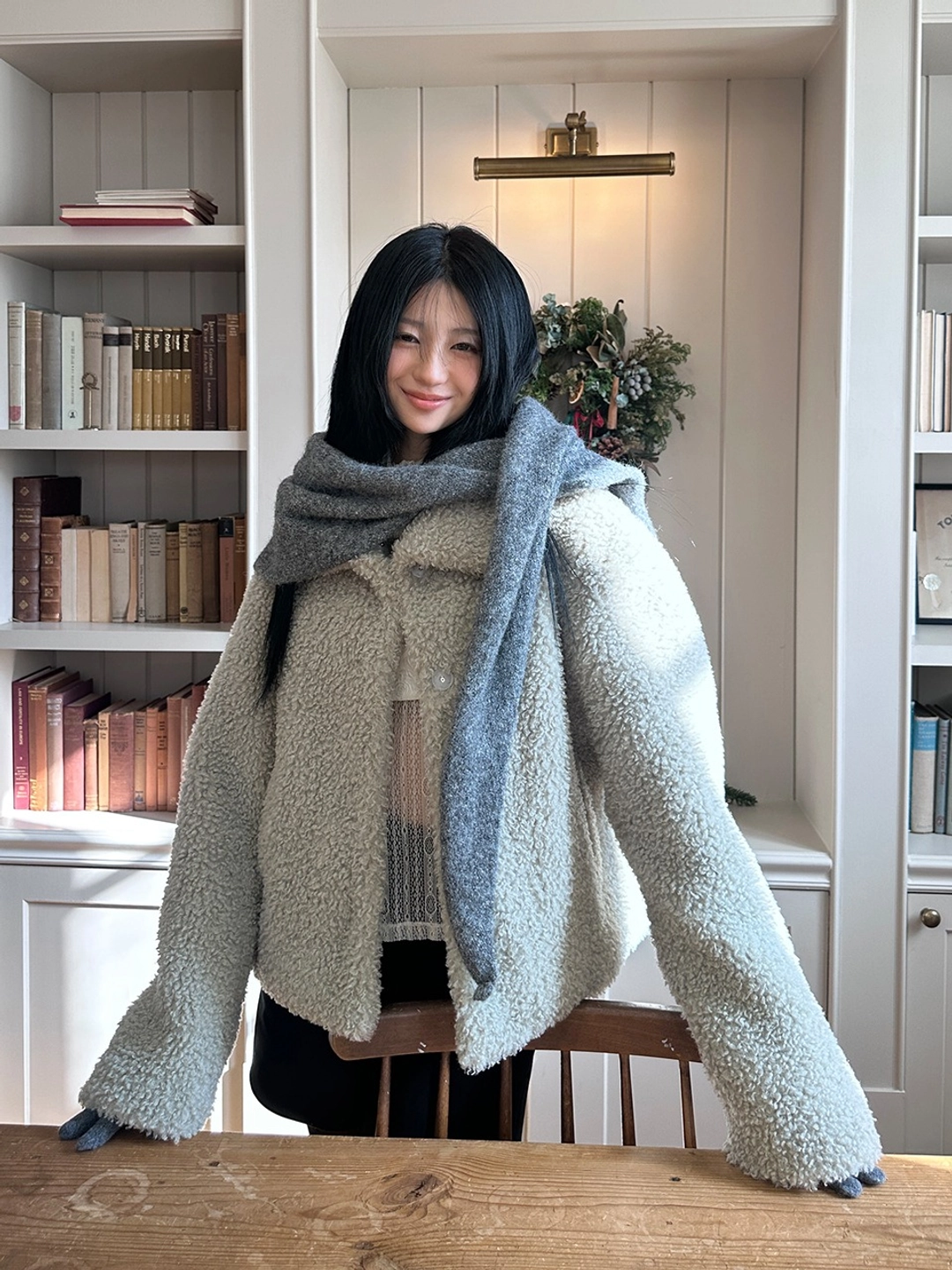 마가린핑거스 BOUCLE HIDDEN SNAP FUR JACKET (MINT) 상품 이미지 2