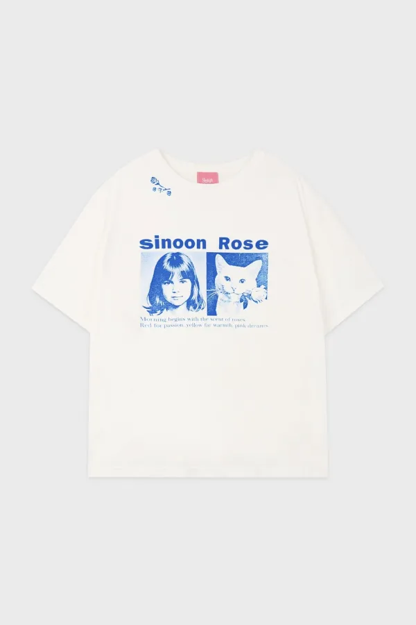 90`s Girl & Cat T-Shirt (Ivory)