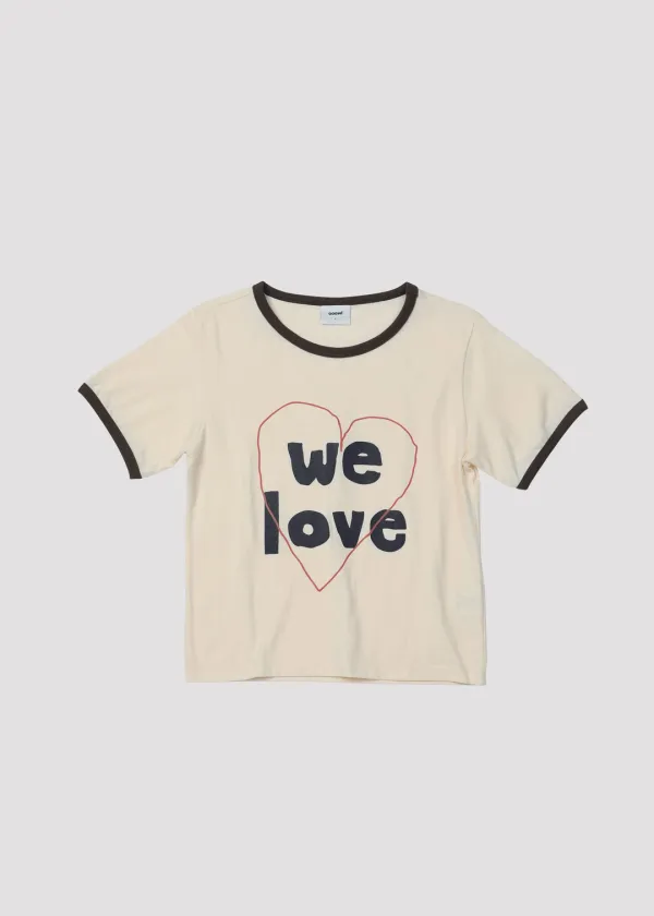 RINGER T SHIRT WE LOVE HEART IVORY