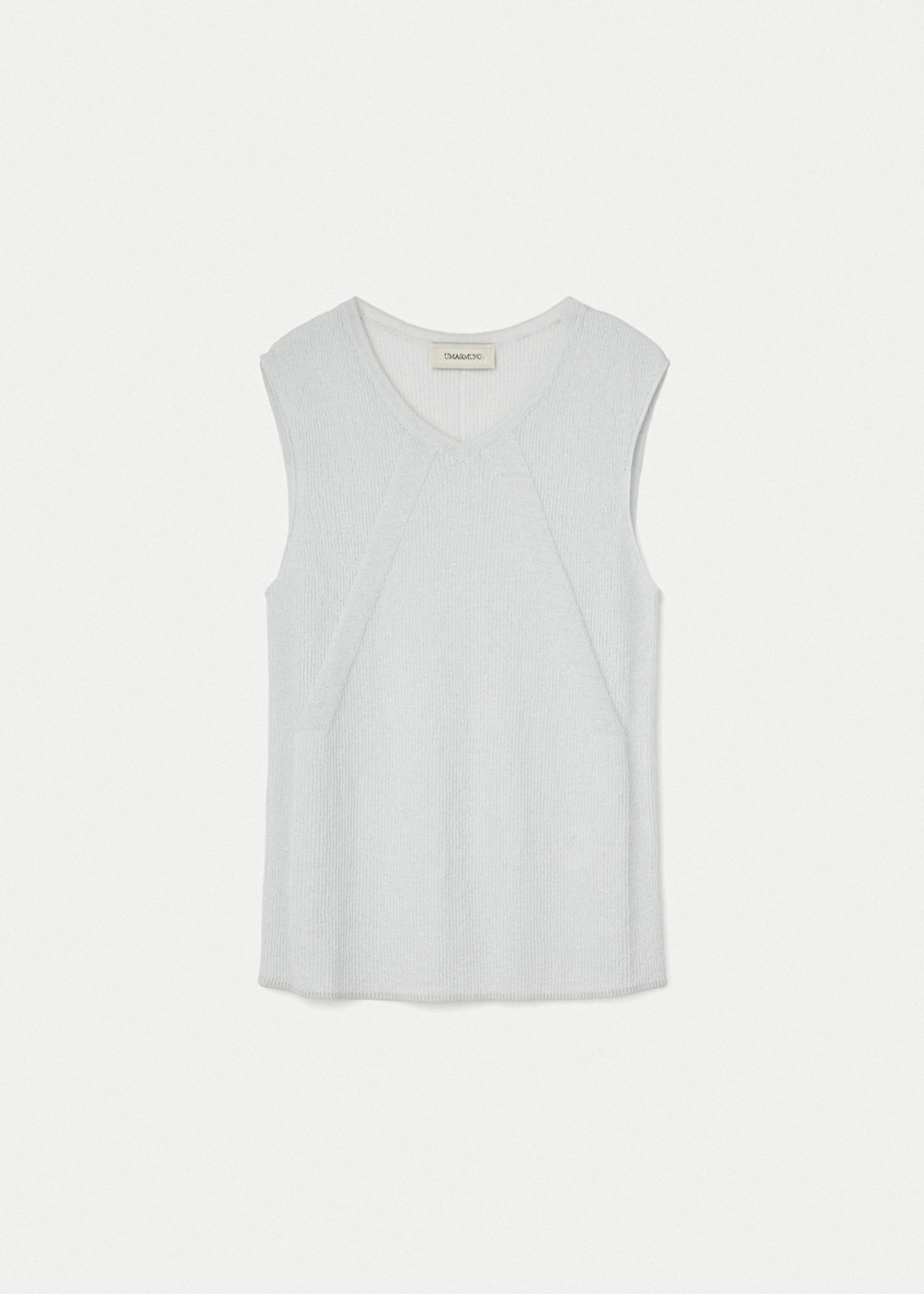 우마뭉 Linen Cotton Ribbed V Neck Sleeveless_Water 상품 이미지 1
