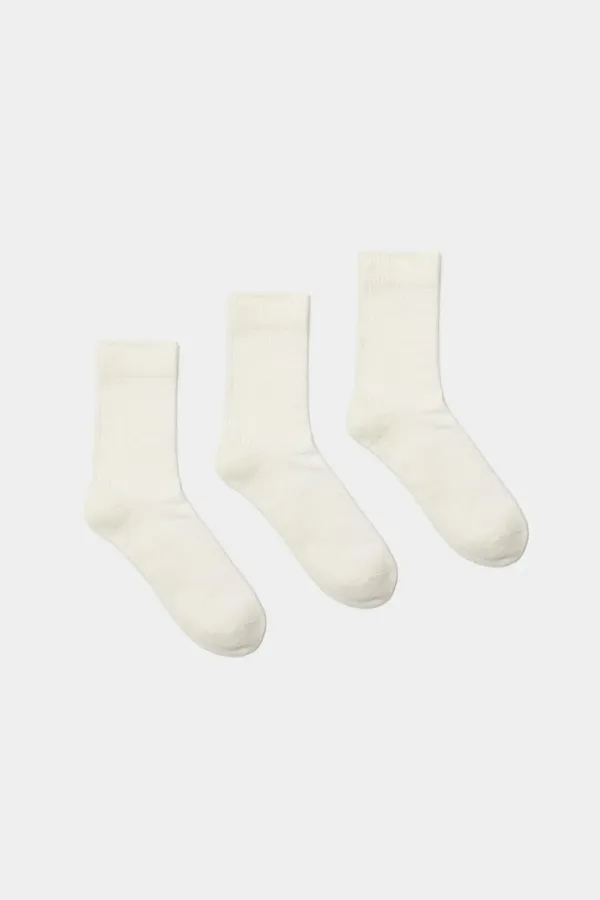 [3PACK] 에센셜 리브드 삭스 (화이트)