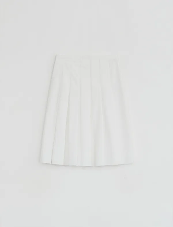 COTTON PLEATS SKIRT [WHITE]