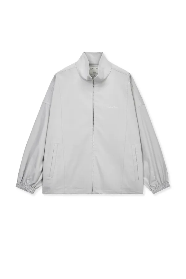 BACK LOGO HIGH NECK JUMPER IN LIGHT GREY