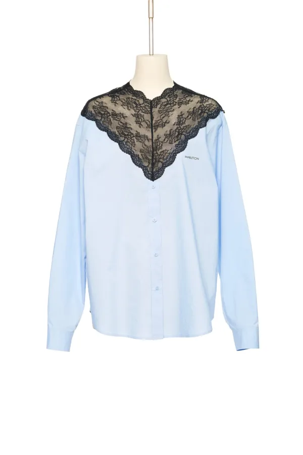 FW25 UNDERLINE BLUE LACE MIXED SHIRT