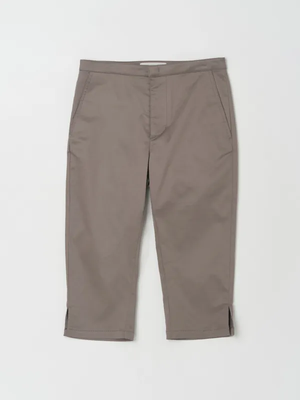 SATIN CAPRI PANTS IN KHAKI BROWN