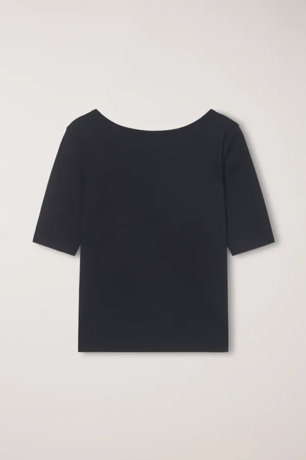ESSENTIAL BOAT NECK T-SHIRT BLACK_UDTS6B227BK