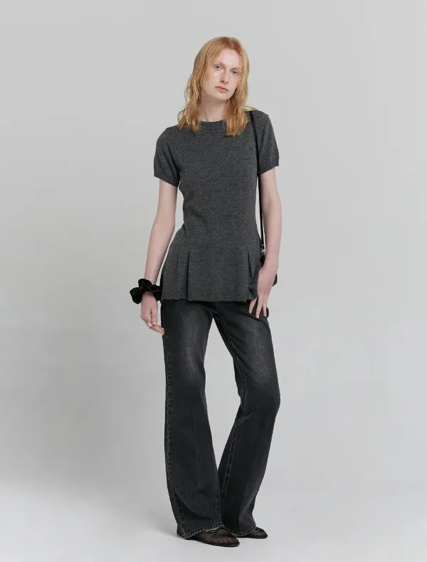 SEMI BOOTCUT DENIM PANTS [BLACK]