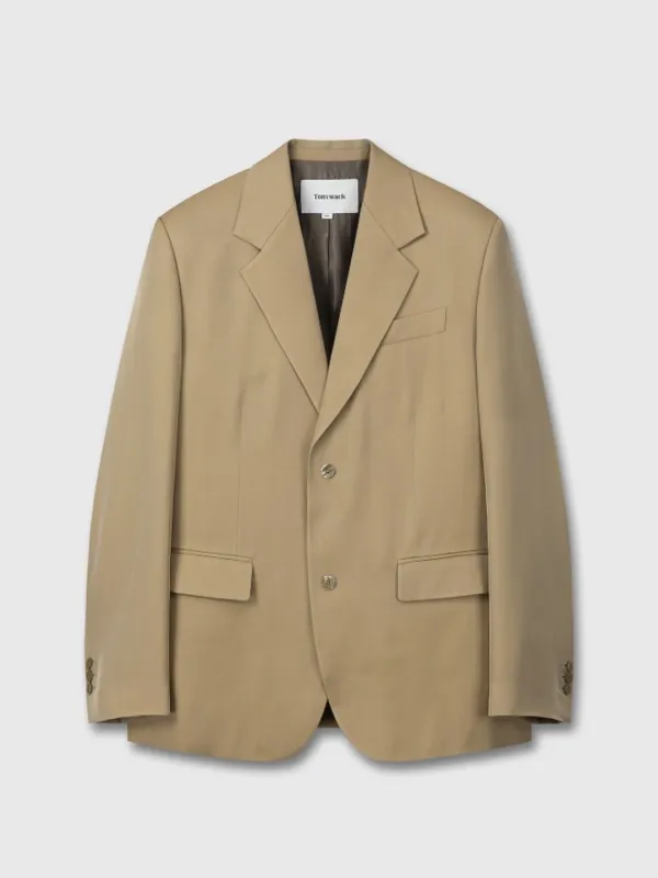 SILK VISCOSE TWO BUTTON SINGLE JACKET_ BEIGE