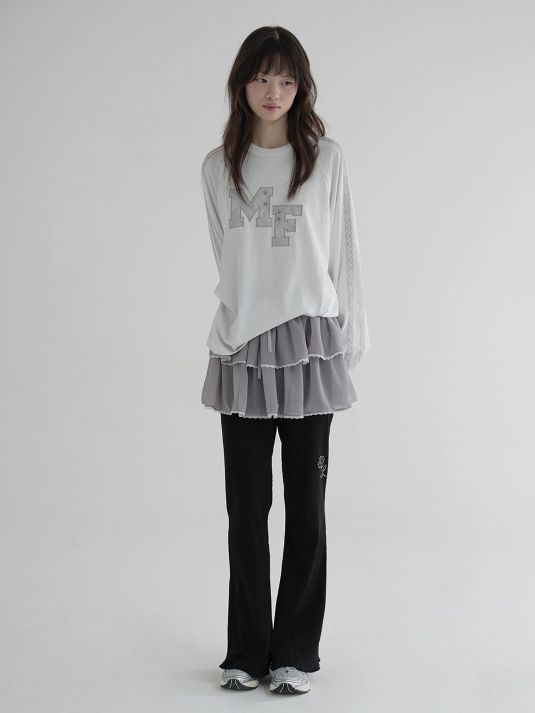 마가린핑거스 LACE CHIFFON CANCAN SKIRT (GREY) 상품 이미지 2