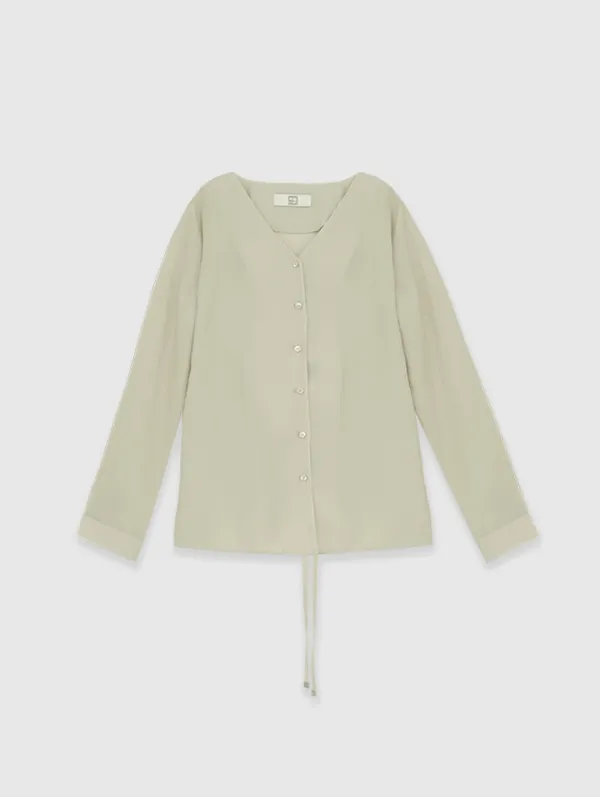 Notch Tencel Blouse (Beige)