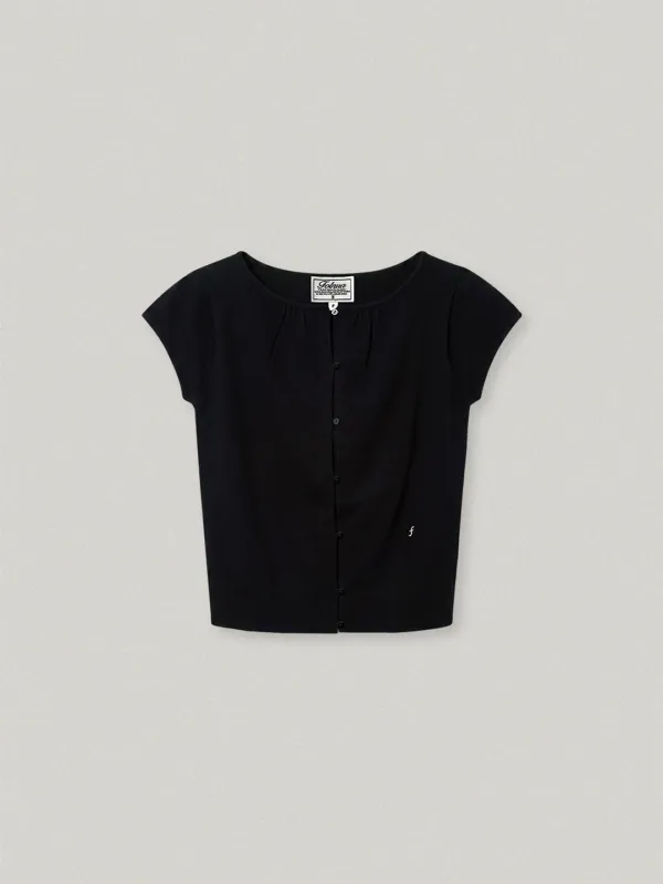 NUAGE CAP SLEEVE CARDIGAN - BLACK누아주 캡 슬리브 가디건
