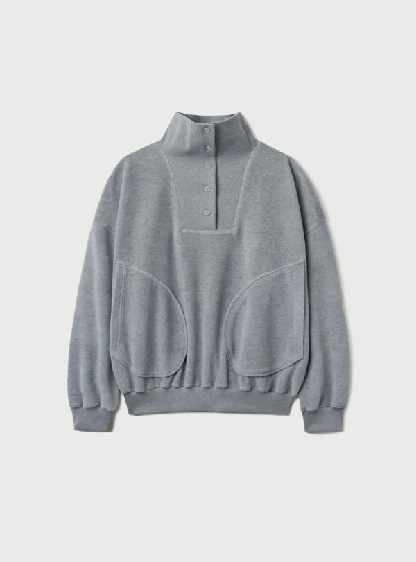 BUTTON SWEATSHIRT - GRAY
