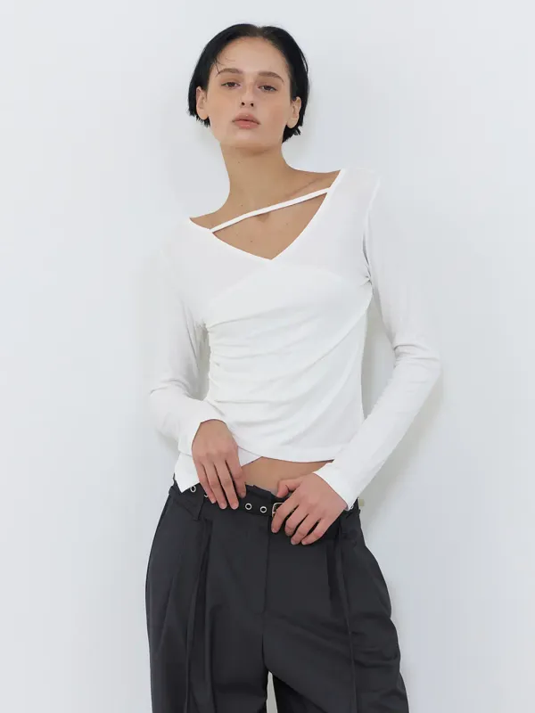 Unbalance Strap T-Shirt, Ivory